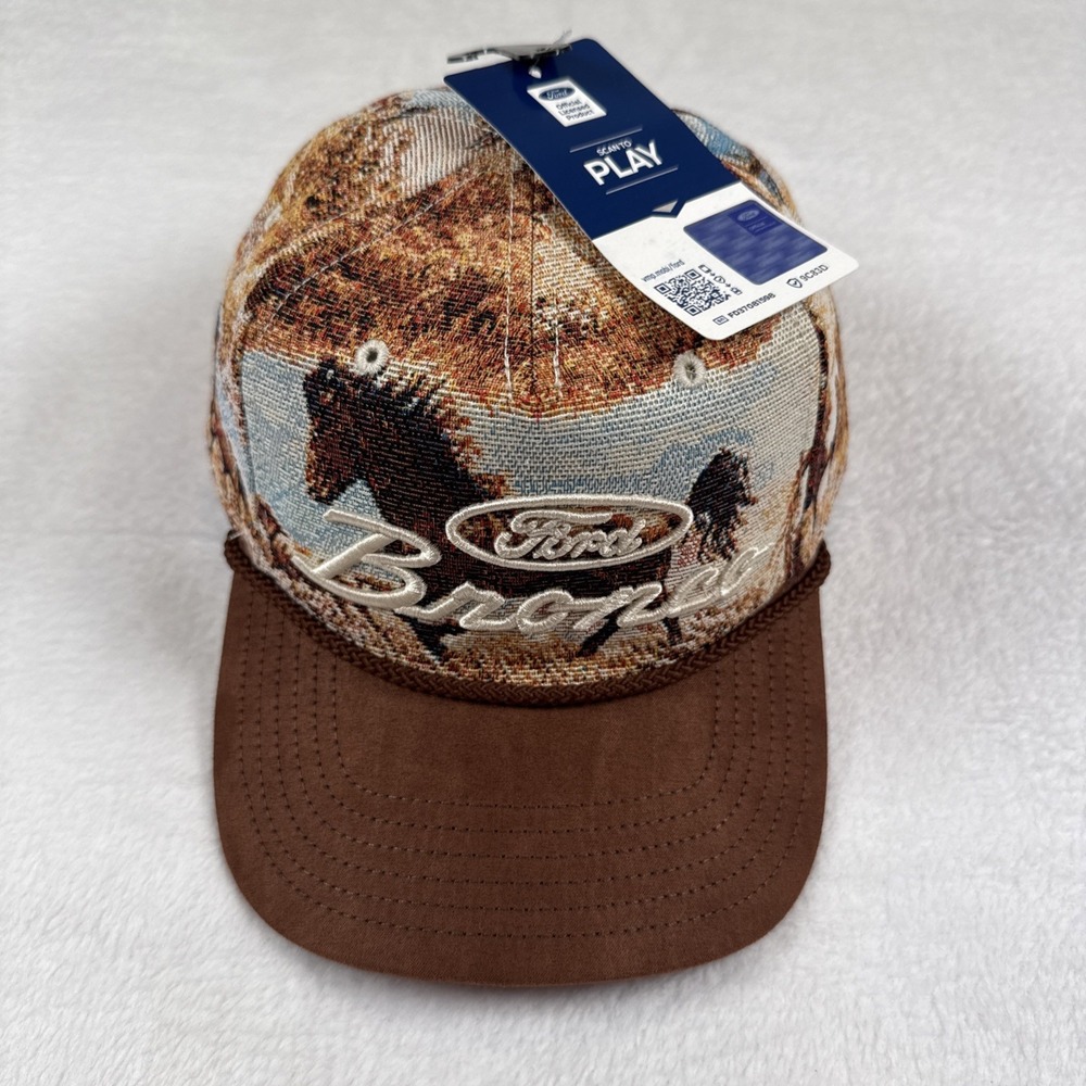 Ford Bronco NWT Retro Brown Rope Embroidered Snapback Trucker Cap Hat